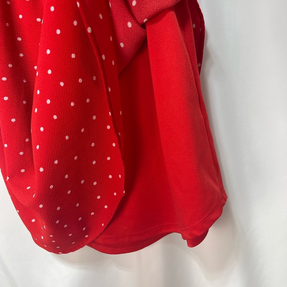 Monteau Los Angeles red polka dot sleeveless V-neck mini dress size M - Picture 10 of 16